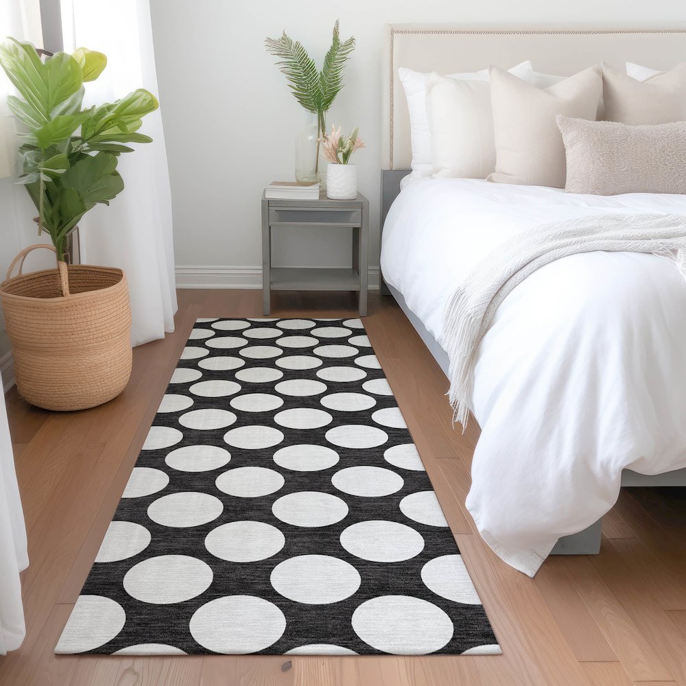 Premium Machine Washable Mayfield AMF921 Black 2'3" x 7'6" Runner Rug. Picture 5