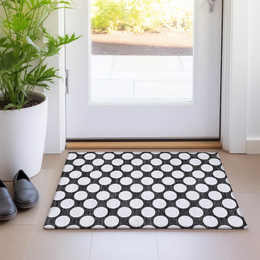 Premium Machine Washable Mayfield AMF921 Black 1'8" x 2'6" Rug. Picture 5