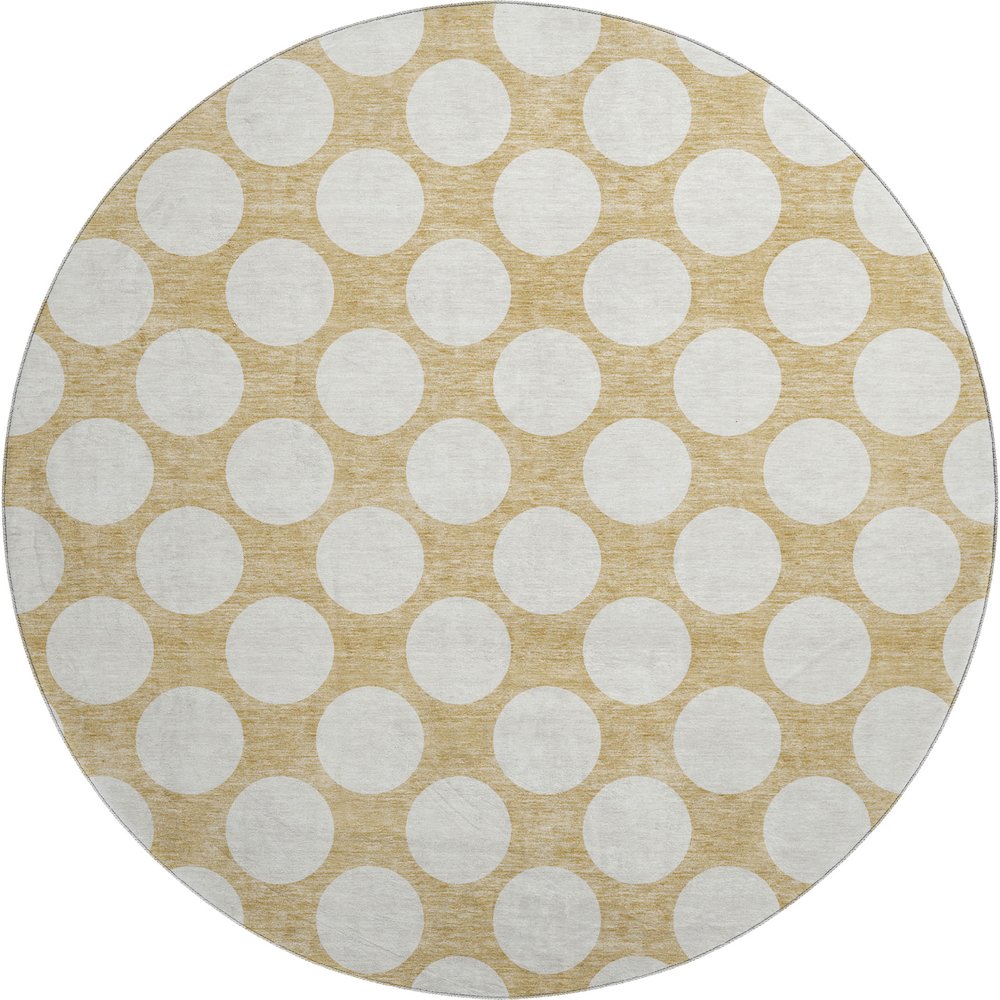 Premium Machine Washable Mayfield AMF921 Gold 8' x 8' Round Rug. Picture 1