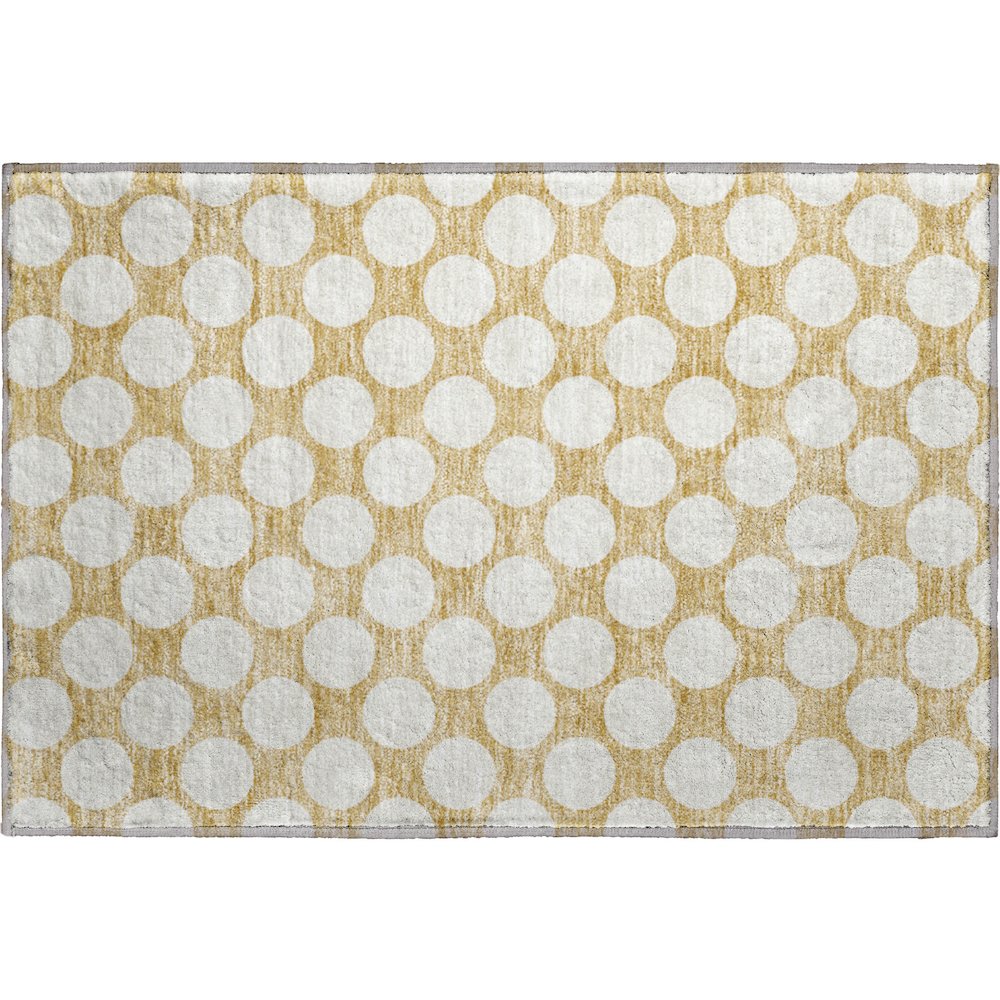 Premium Machine Washable Mayfield AMF921 Gold 1'8" x 2'6" Rug. Picture 1