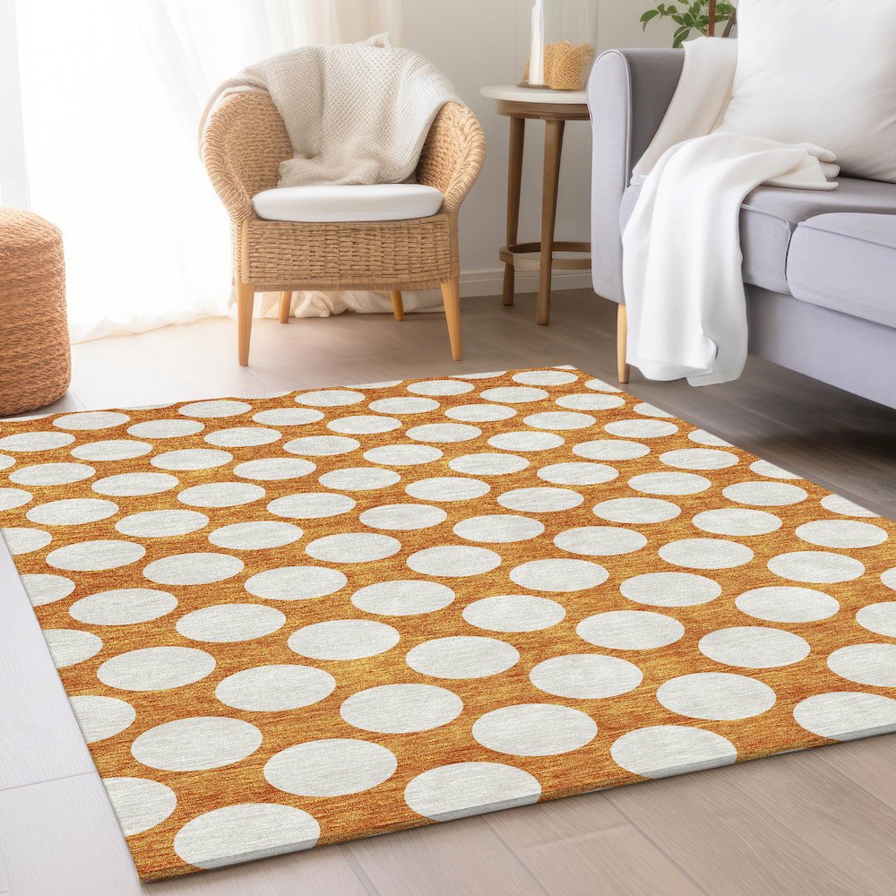 Premium Machine Washable Mayfield AMF921 Orange 2'6" x 3'10" Rug. Picture 5