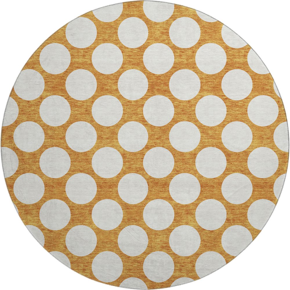 Premium Machine Washable Mayfield AMF921 Orange 8' x 8' Round Rug. Picture 1