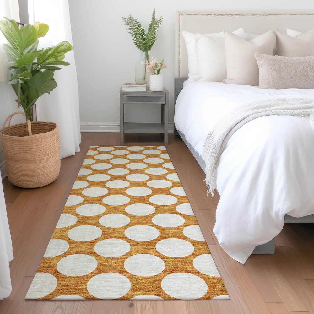 Premium Machine Washable Mayfield AMF921 Orange 2'3" x 7'6" Runner Rug. Picture 5