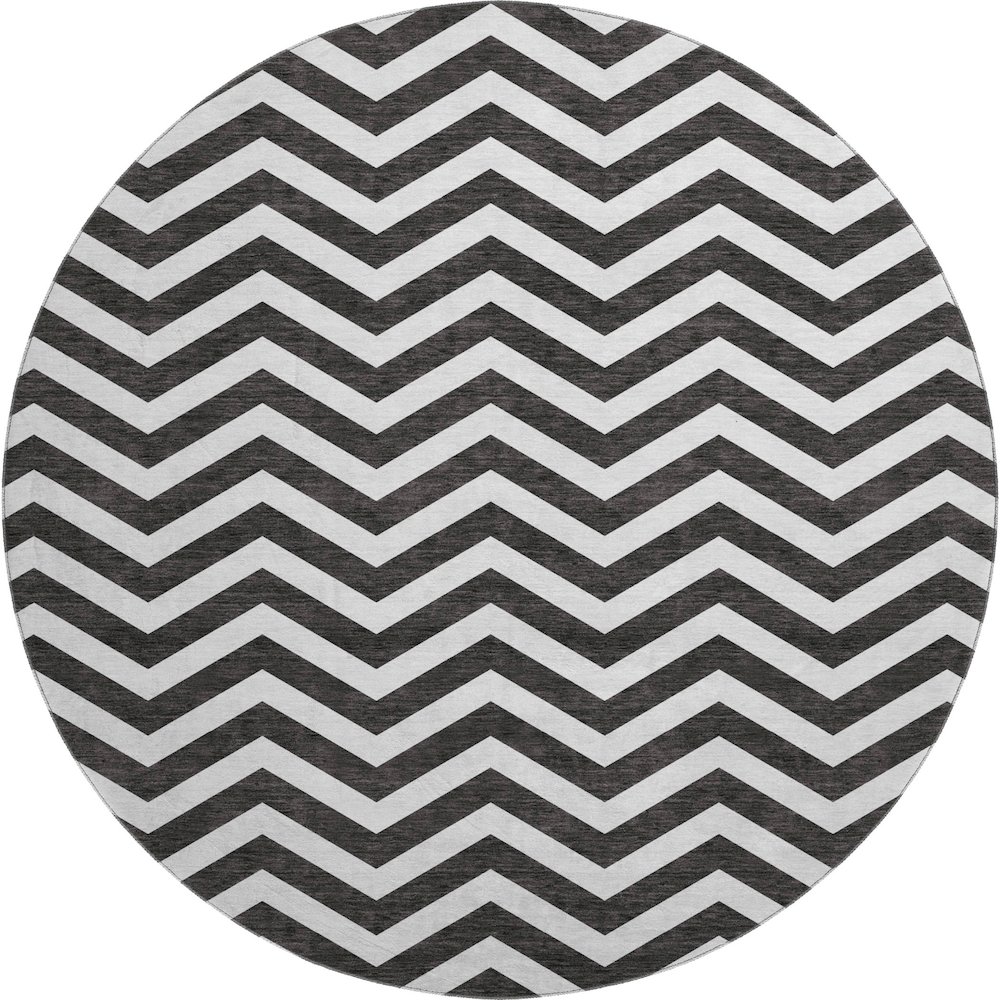 Premium Machine Washable Mayfield AMF922 Black 8' x 8' Round Rug. Picture 1