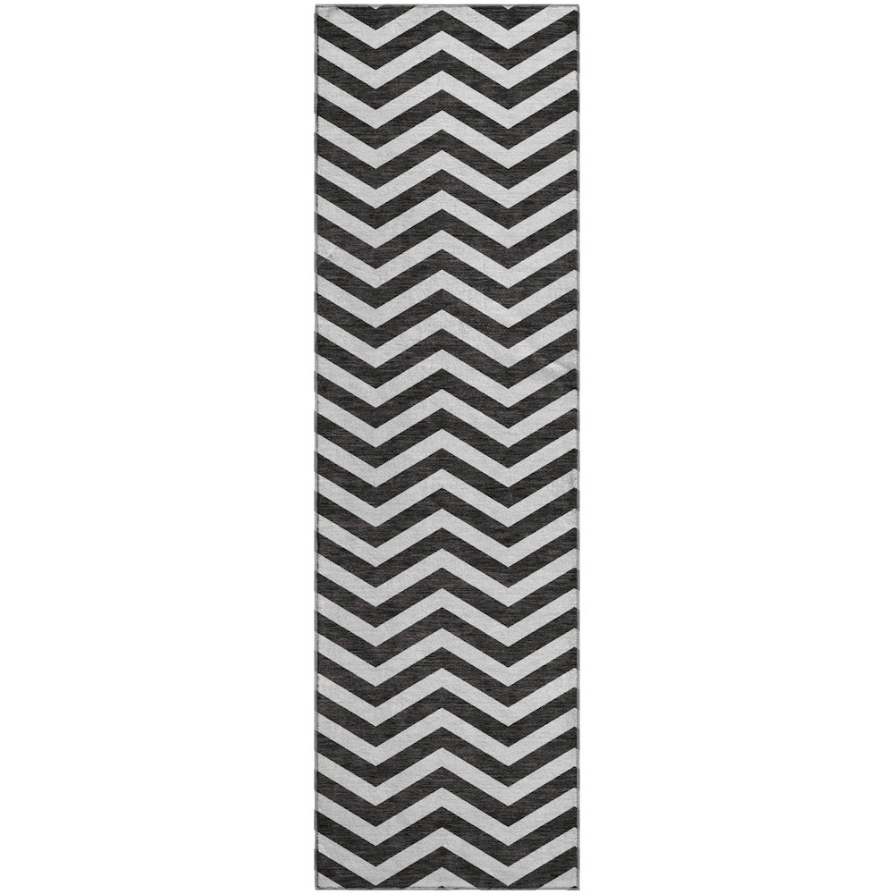 Premium Machine Washable Mayfield AMF922 Black 2'3" x 7'6" Runner Rug. Picture 1