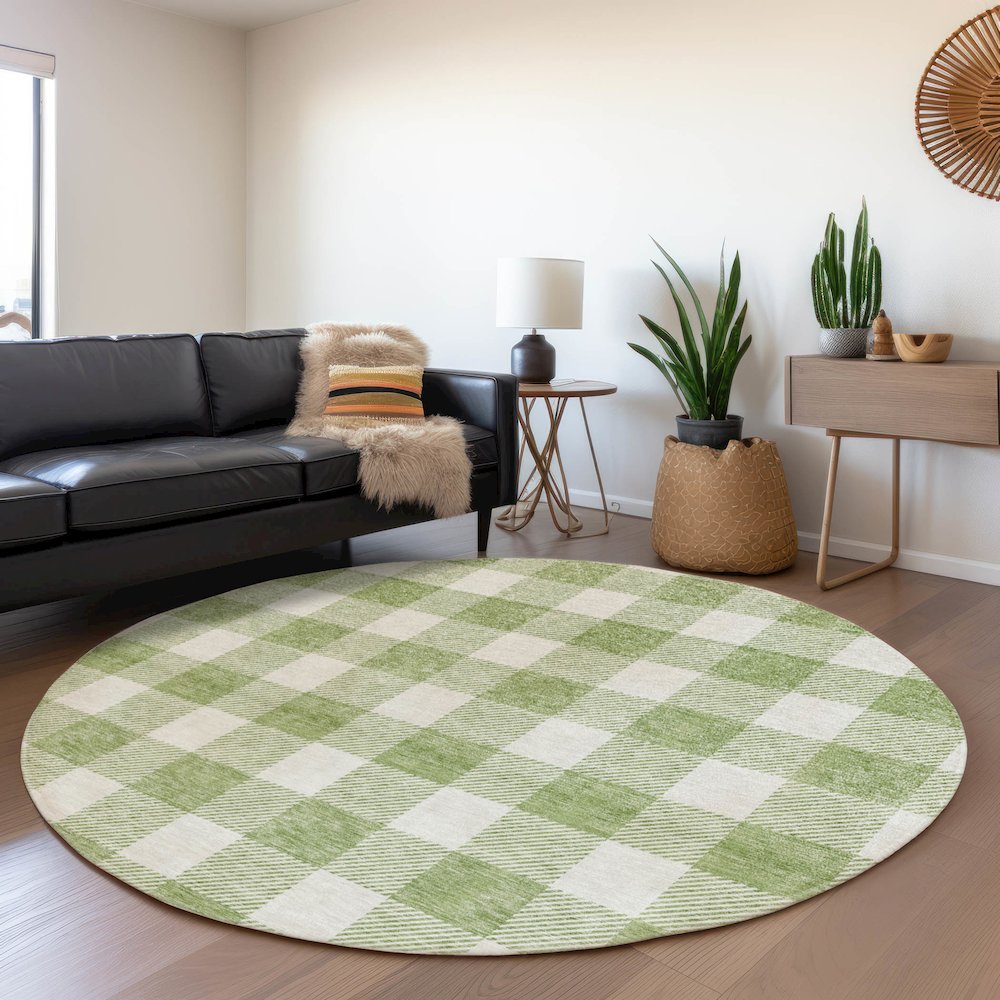 Premium Machine Washable Mayfield AMF923 Aloe 8' x 8' Round Rug. Picture 5