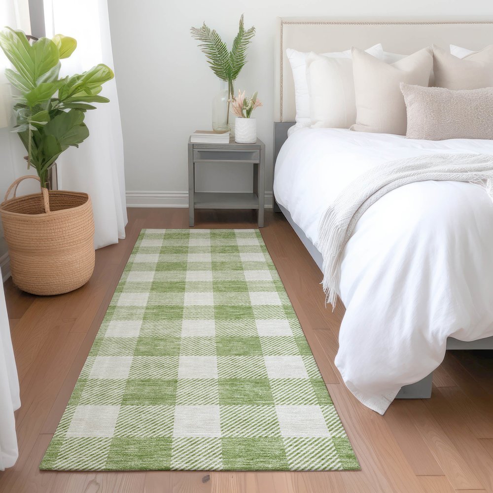 Premium Machine Washable Mayfield AMF923 Aloe 2'3" x 7'6" Runner Rug. Picture 5