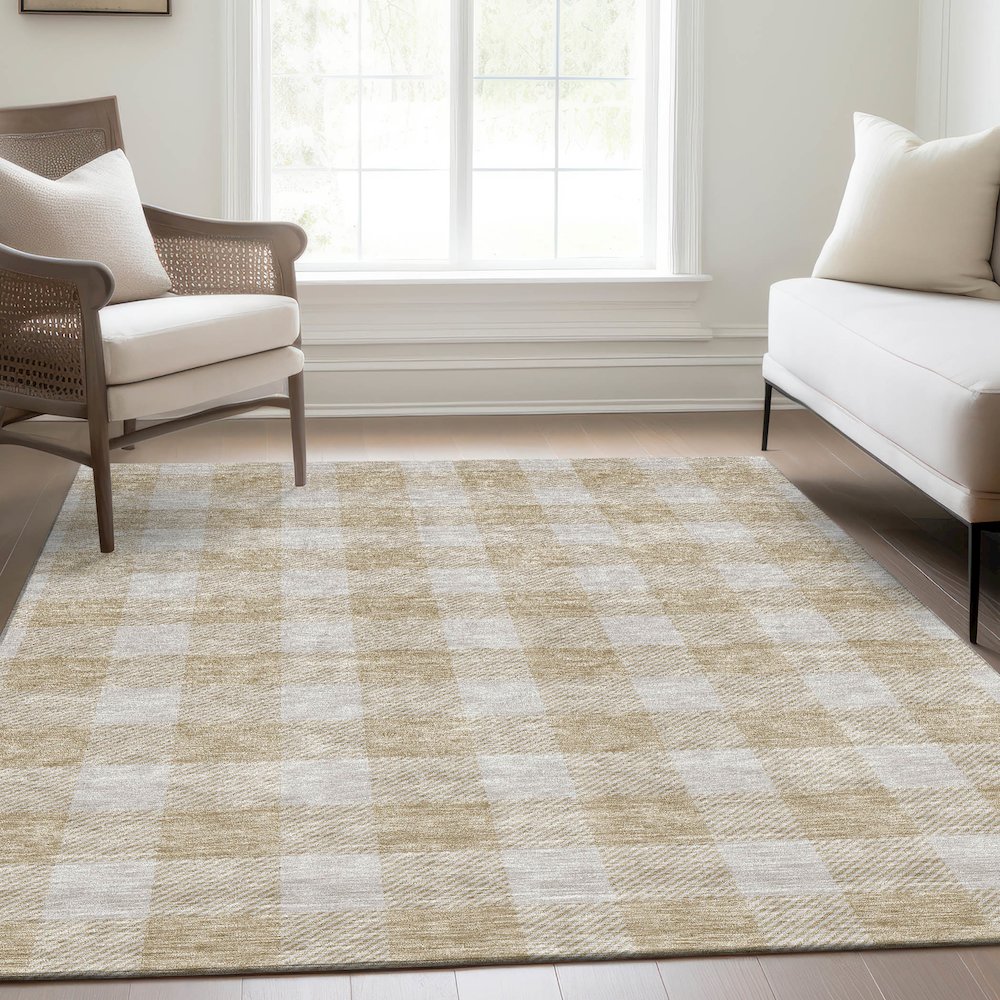 Premium Machine Washable Mayfield AMF923 Beige 2'6" x 3'10" Rug. Picture 6