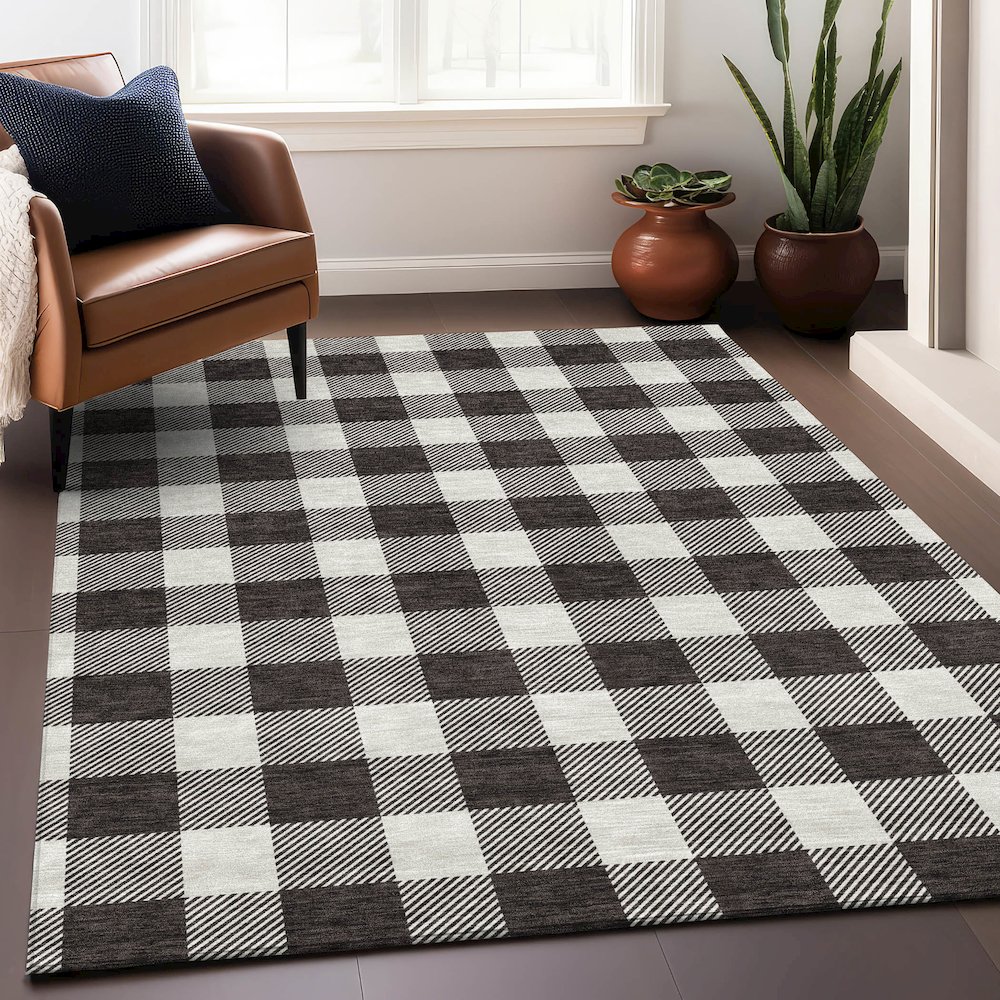 Premium Machine Washable Mayfield AMF923 Black 2'6" x 3'10" Rug. Picture 5