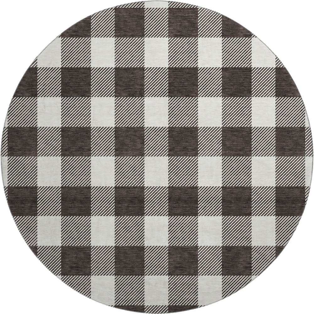Premium Machine Washable Mayfield AMF923 Black 8' x 8' Round Rug. Picture 1