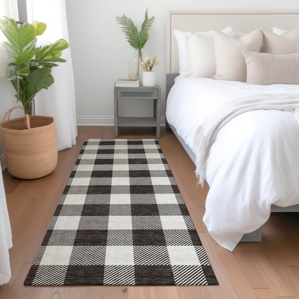 Premium Machine Washable Mayfield AMF923 Black 2'3" x 7'6" Runner Rug. Picture 5
