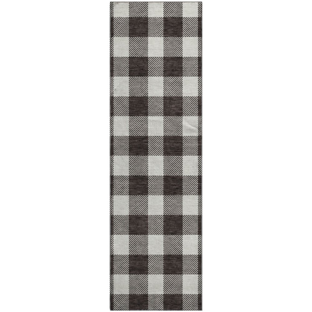 Premium Machine Washable Mayfield AMF923 Black 2'3" x 7'6" Runner Rug. Picture 1