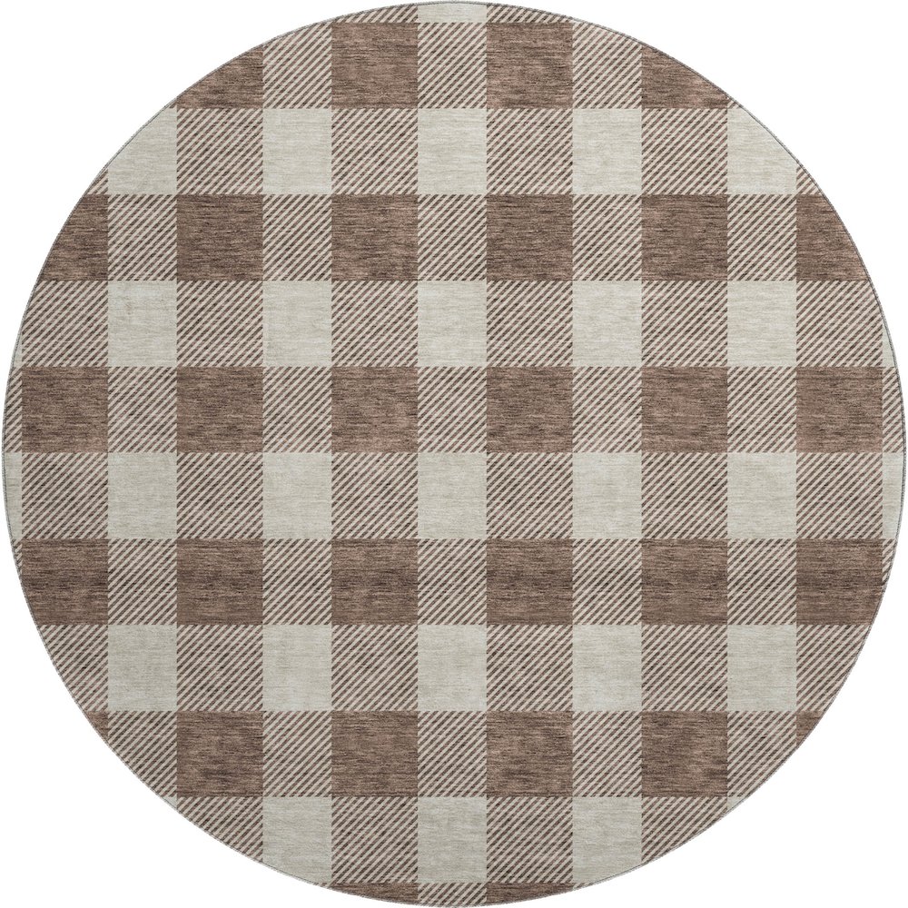 Premium Machine Washable Mayfield AMF923 Brown 8' x 8' Round Rug. Picture 1