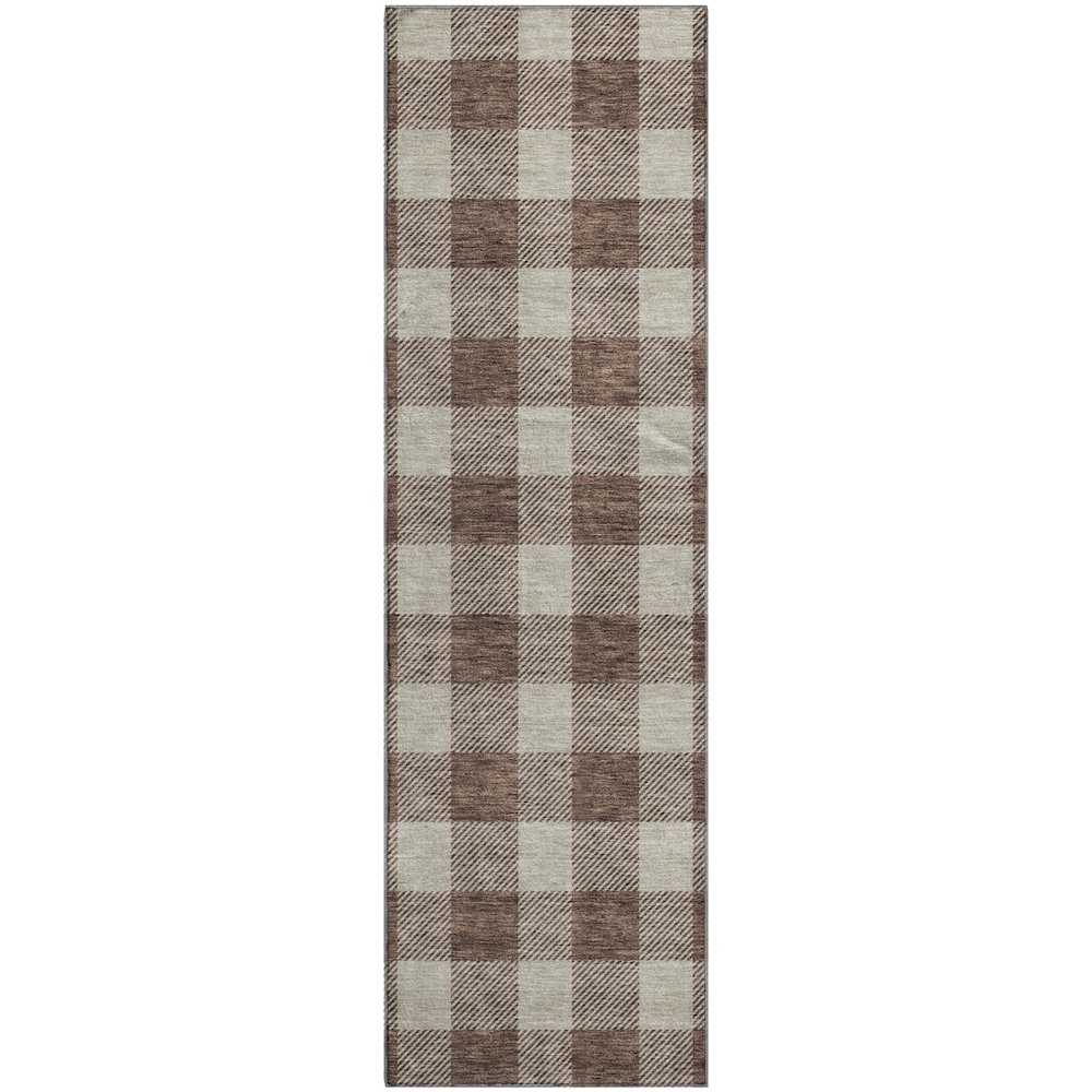 Premium Machine Washable Mayfield AMF923 Brown 2'3" x 7'6" Runner Rug. Picture 1