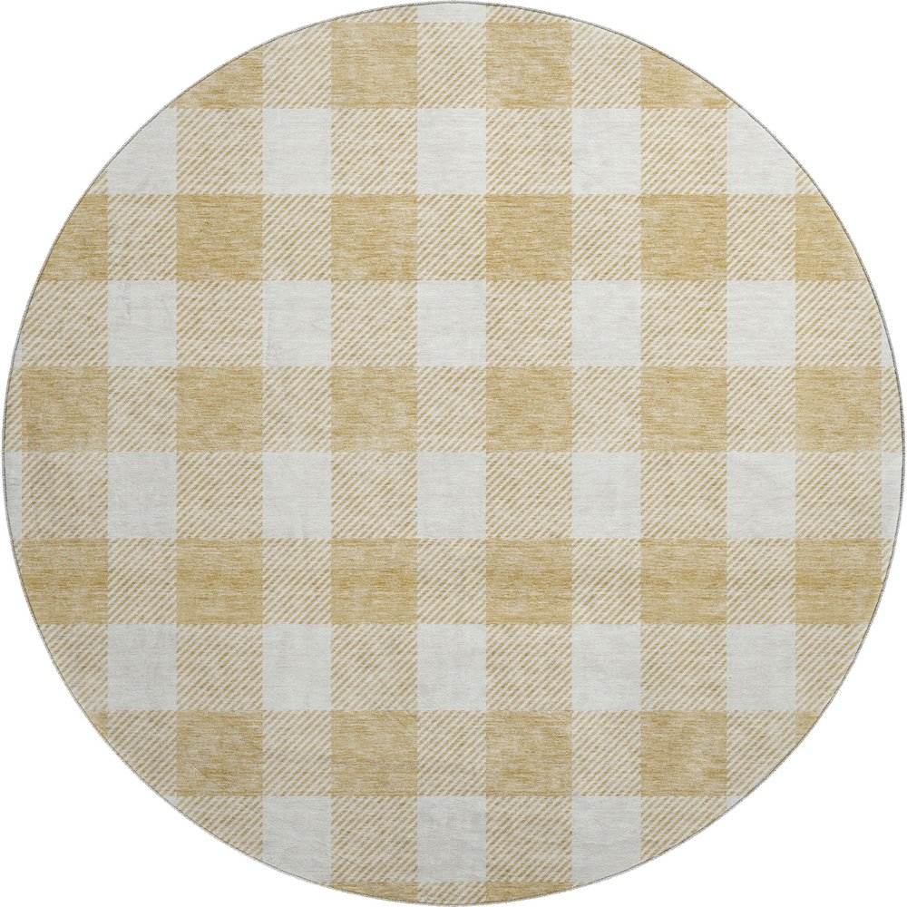 Premium Machine Washable Mayfield AMF923 Gold 8' x 8' Round Rug. Picture 1
