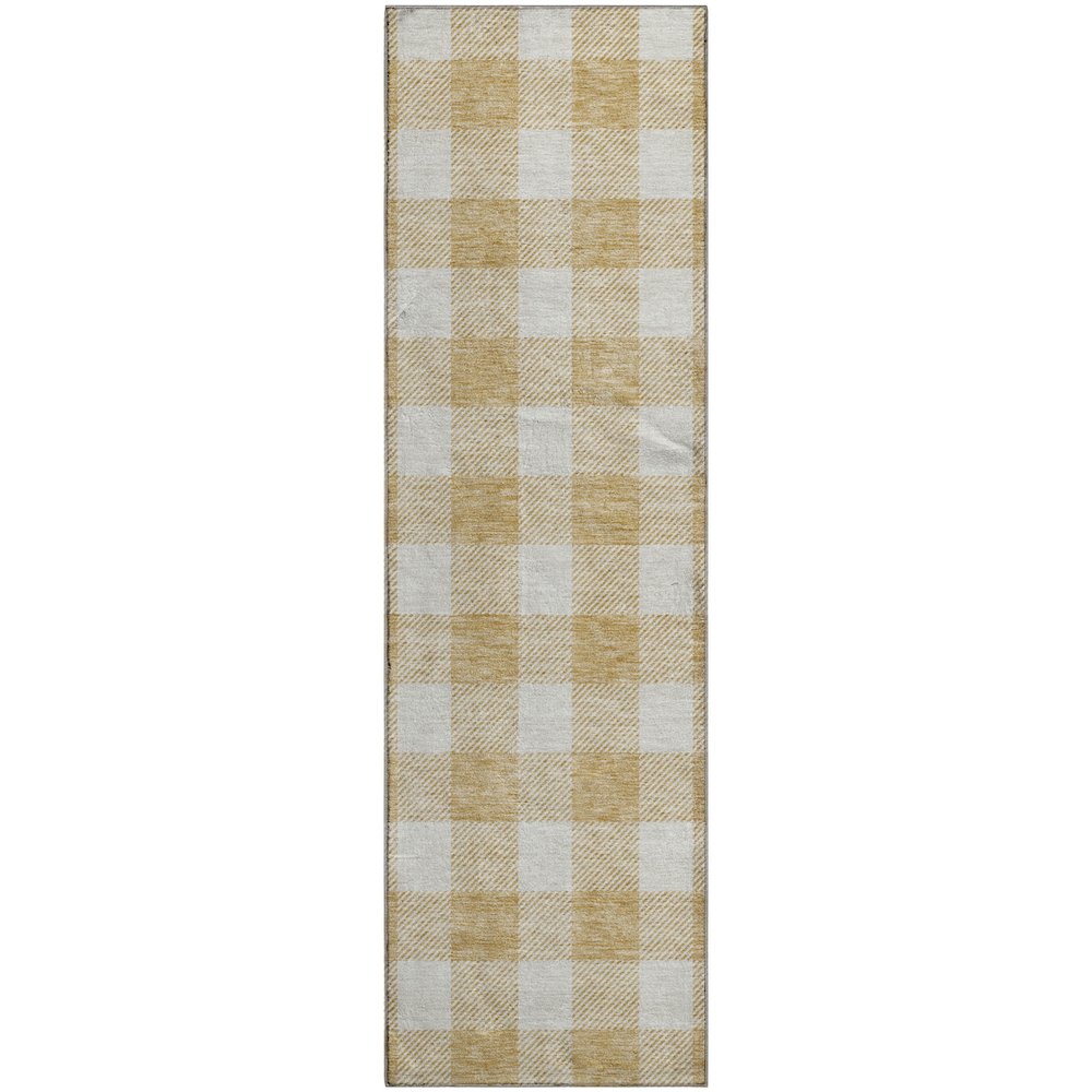 Premium Machine Washable Mayfield AMF923 Gold 2'3" x 7'6" Runner Rug. Picture 1