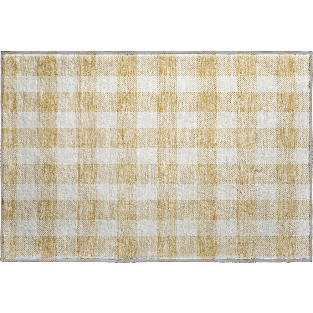 Premium Machine Washable Mayfield AMF923 Gold 1'8" x 2'6" Rug. Picture 1