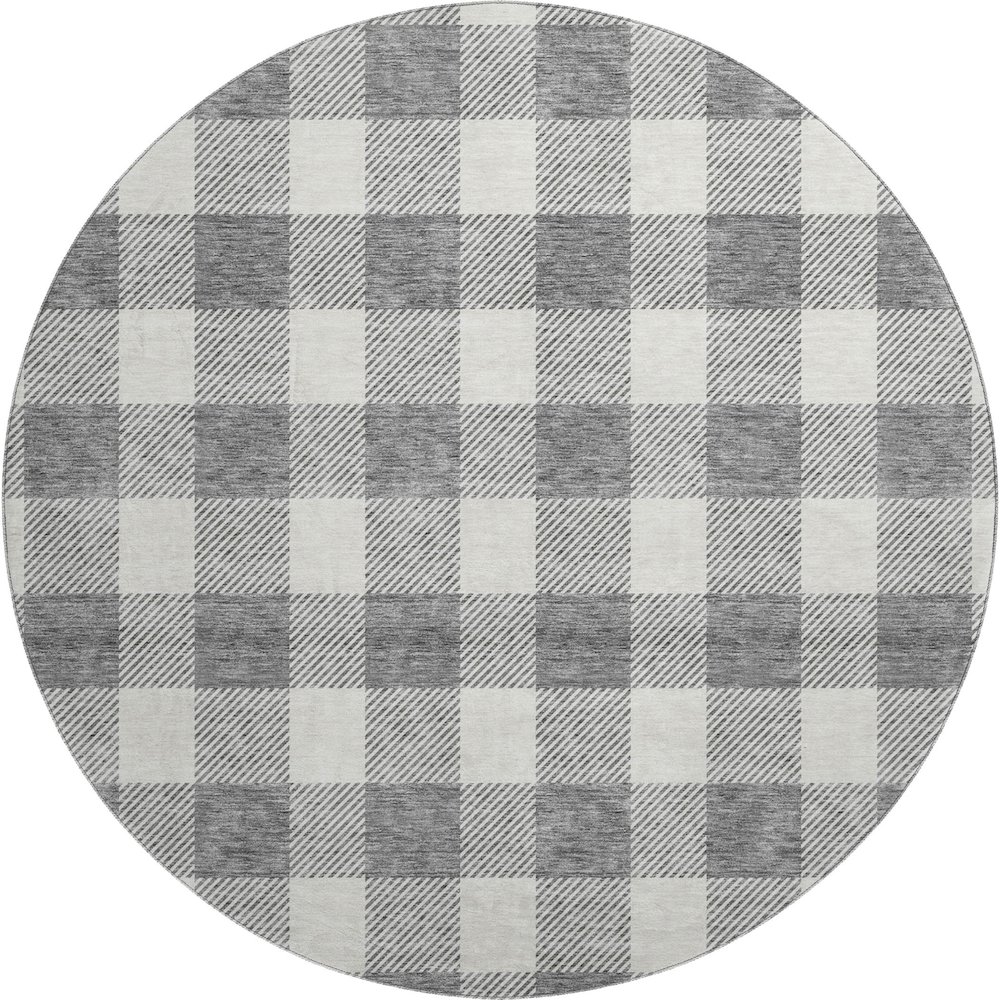Premium Machine Washable Mayfield AMF923 Gray 8' x 8' Round Rug. Picture 1