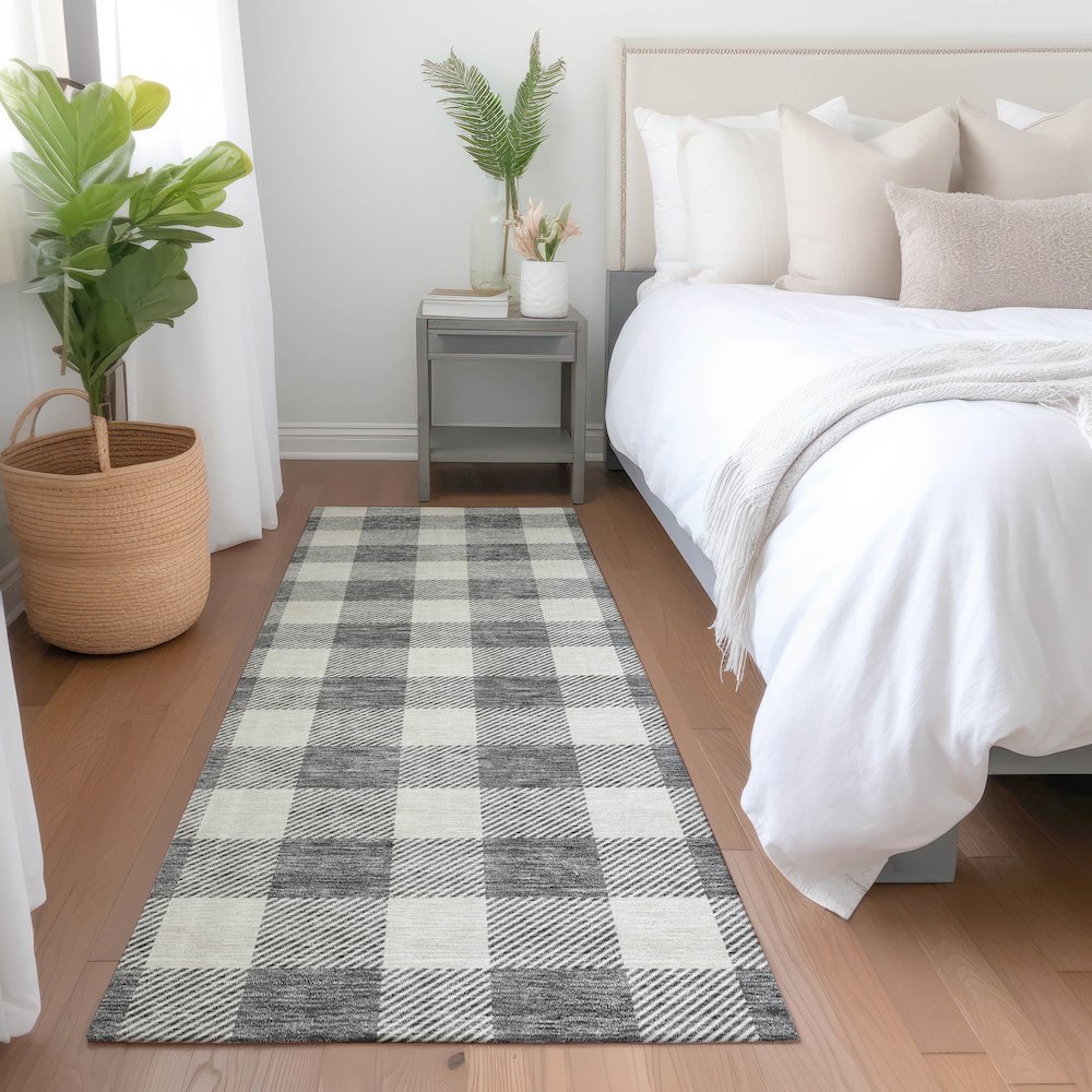 Premium Machine Washable Mayfield AMF923 Gray 2'3" x 7'6" Runner Rug. Picture 5
