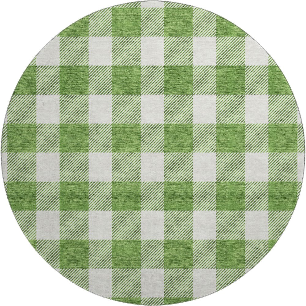 Premium Machine Washable Mayfield AMF923 Green 8' x 8' Round Rug. Picture 1