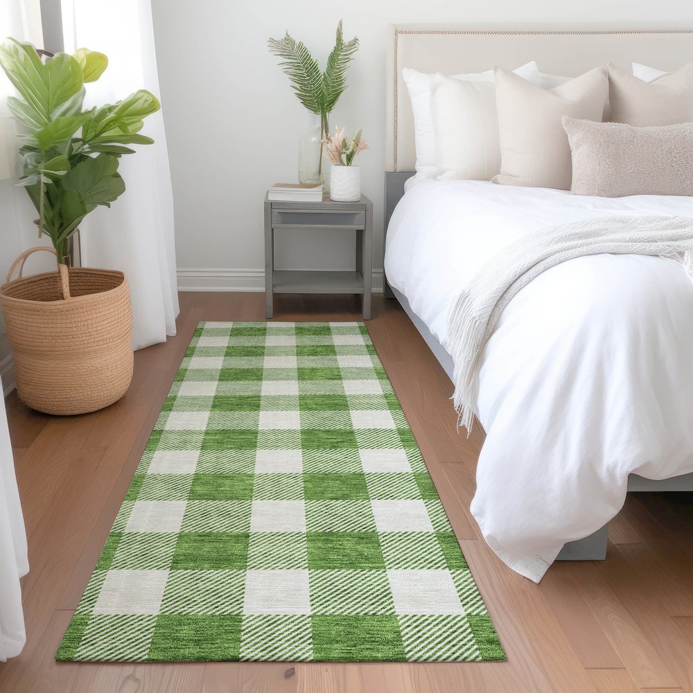 Premium Machine Washable Mayfield AMF923 Green 2'3" x 7'6" Runner Rug. Picture 5