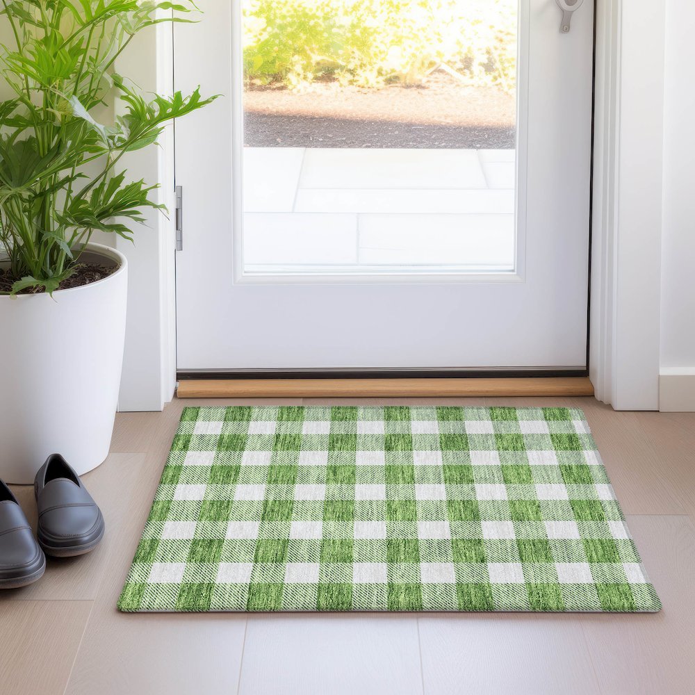 Premium Machine Washable Mayfield AMF923 Green 1'8" x 2'6" Rug. Picture 5