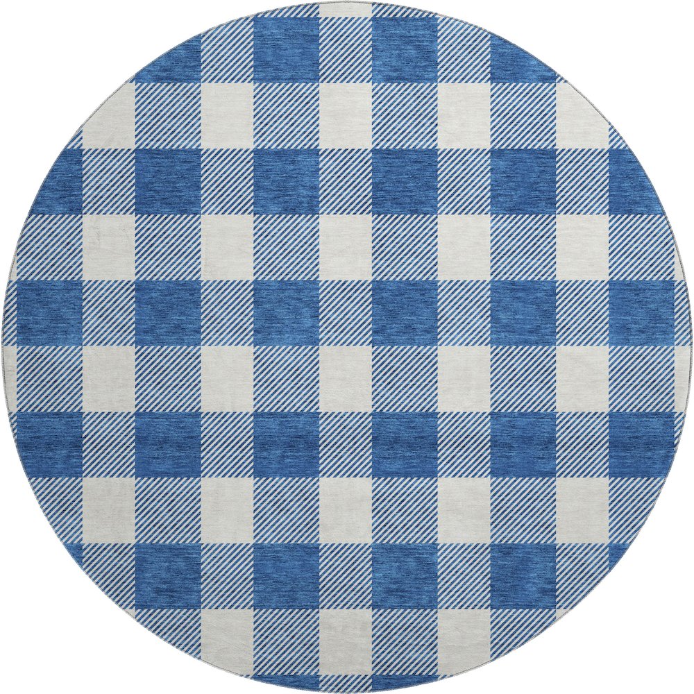 Premium Machine Washable Mayfield AMF923 Navy 8' x 8' Round Rug. Picture 1