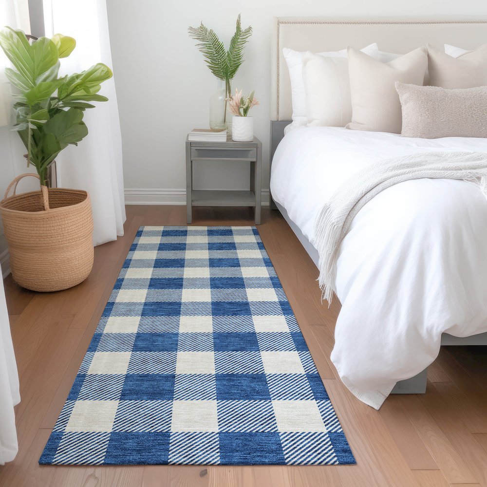 Premium Machine Washable Mayfield AMF923 Navy 2'3" x 7'6" Runner Rug. Picture 5