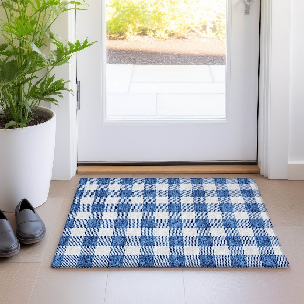 Premium Machine Washable Mayfield AMF923 Navy 1'8" x 2'6" Rug. Picture 5