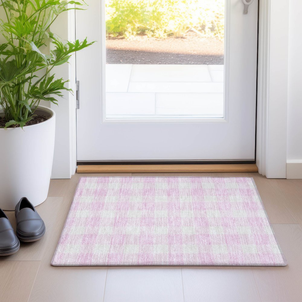 Premium Machine Washable Mayfield AMF923 Pink 1'8" x 2'6" Rug. Picture 5