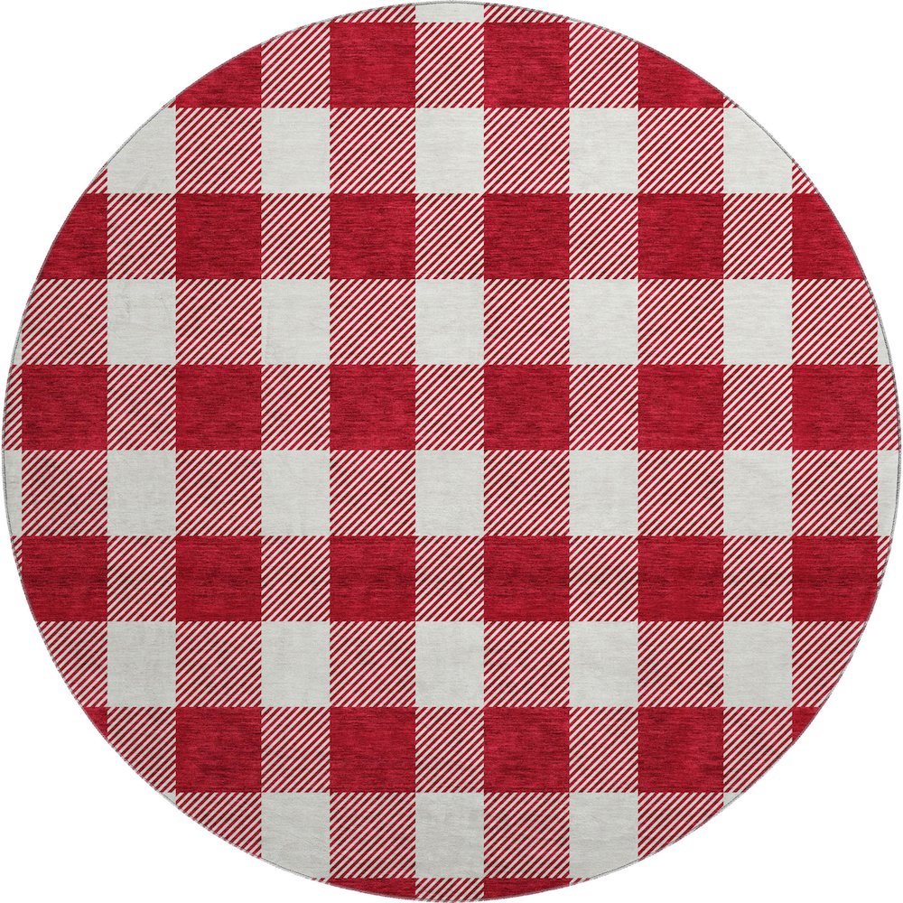 Premium Machine Washable Mayfield AMF923 Red 8' x 8' Round Rug. Picture 1