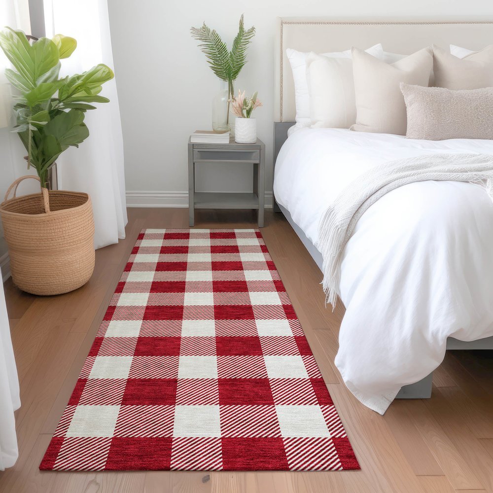 Premium Machine Washable Mayfield AMF923 Red 2'3" x 7'6" Runner Rug. Picture 5
