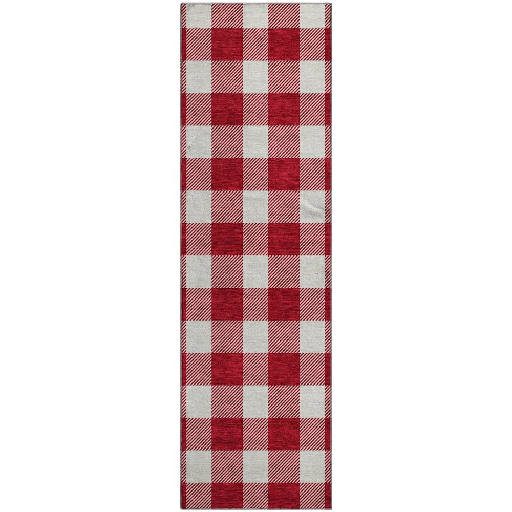 Premium Machine Washable Mayfield AMF923 Red 2'3" x 7'6" Runner Rug. Picture 1