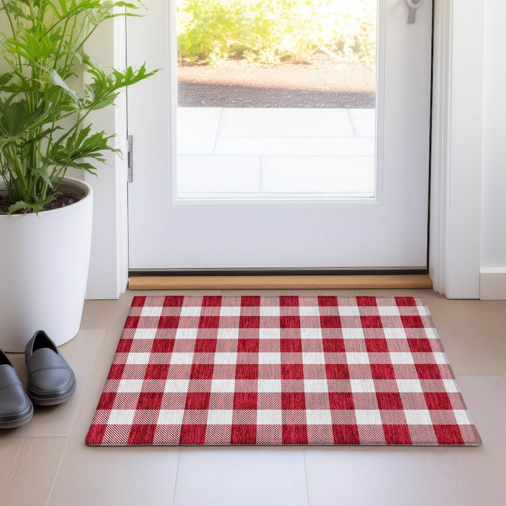 Premium Machine Washable Mayfield AMF923 Red 1'8" x 2'6" Rug. Picture 5