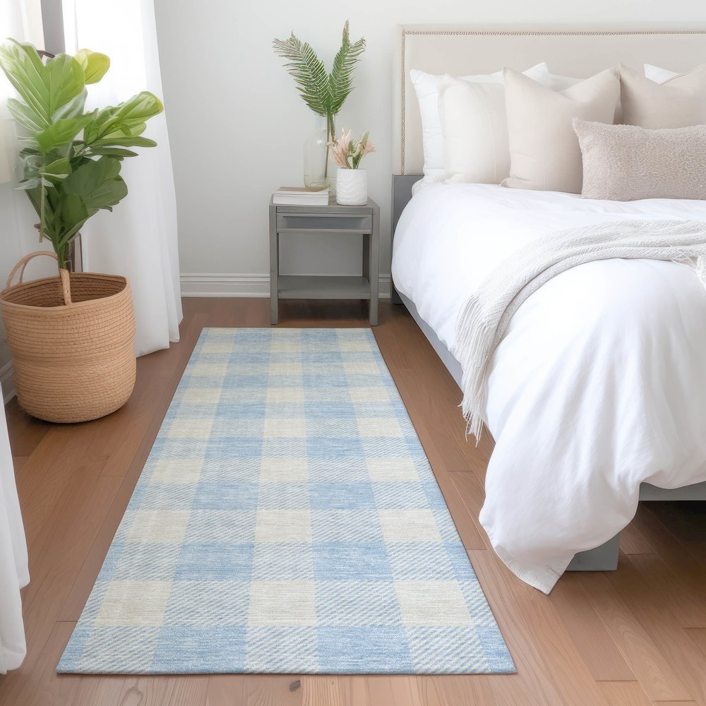 Premium Machine Washable Mayfield AMF923 Sky 2'3" x 7'6" Runner Rug. Picture 5
