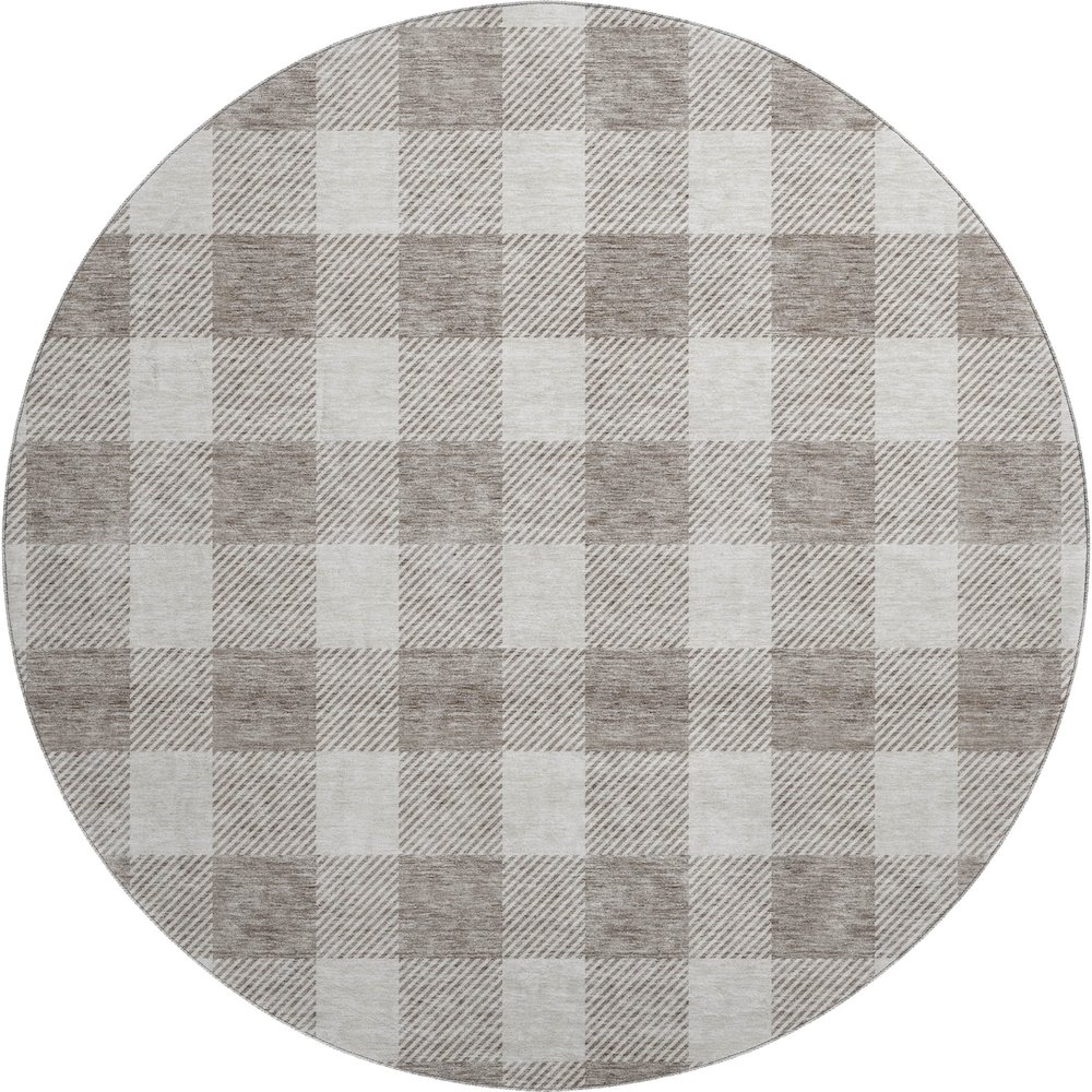 Premium Machine Washable Mayfield AMF923 Taupe 8' x 8' Round Rug. Picture 1