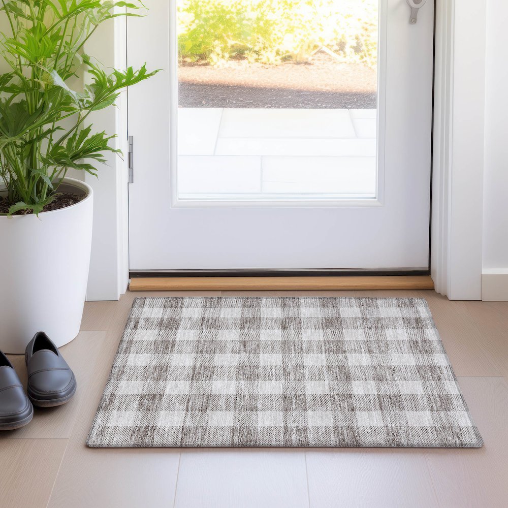 Premium Machine Washable Mayfield AMF923 Taupe 1'8" x 2'6" Rug. Picture 5