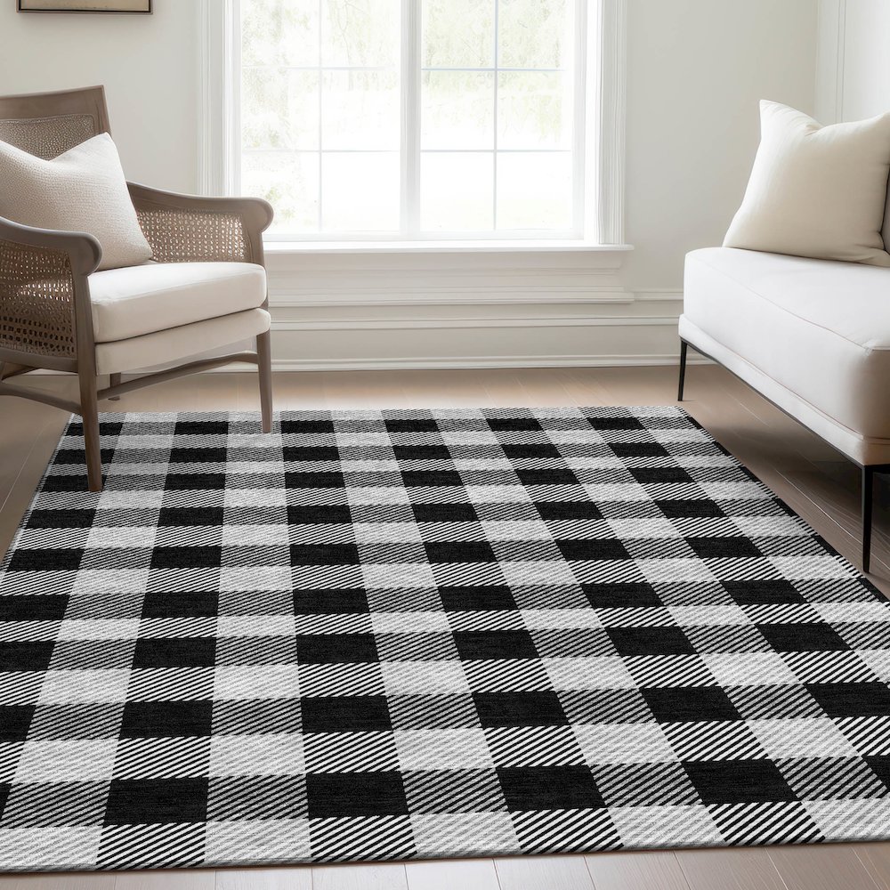 Premium Machine Washable Mayfield AMF924 Black 2'6" x 3'10" Rug. Picture 6