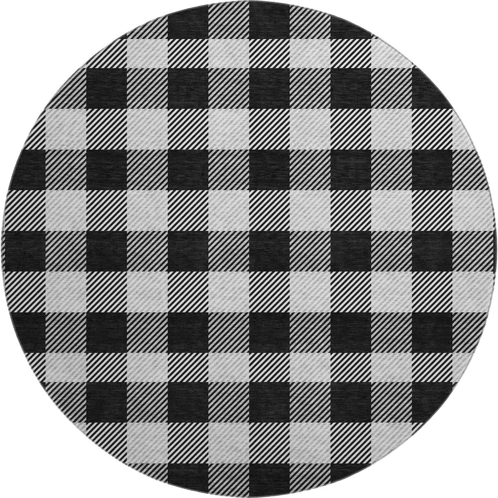 Premium Machine Washable Mayfield AMF924 Black 8' x 8' Round Rug. Picture 1