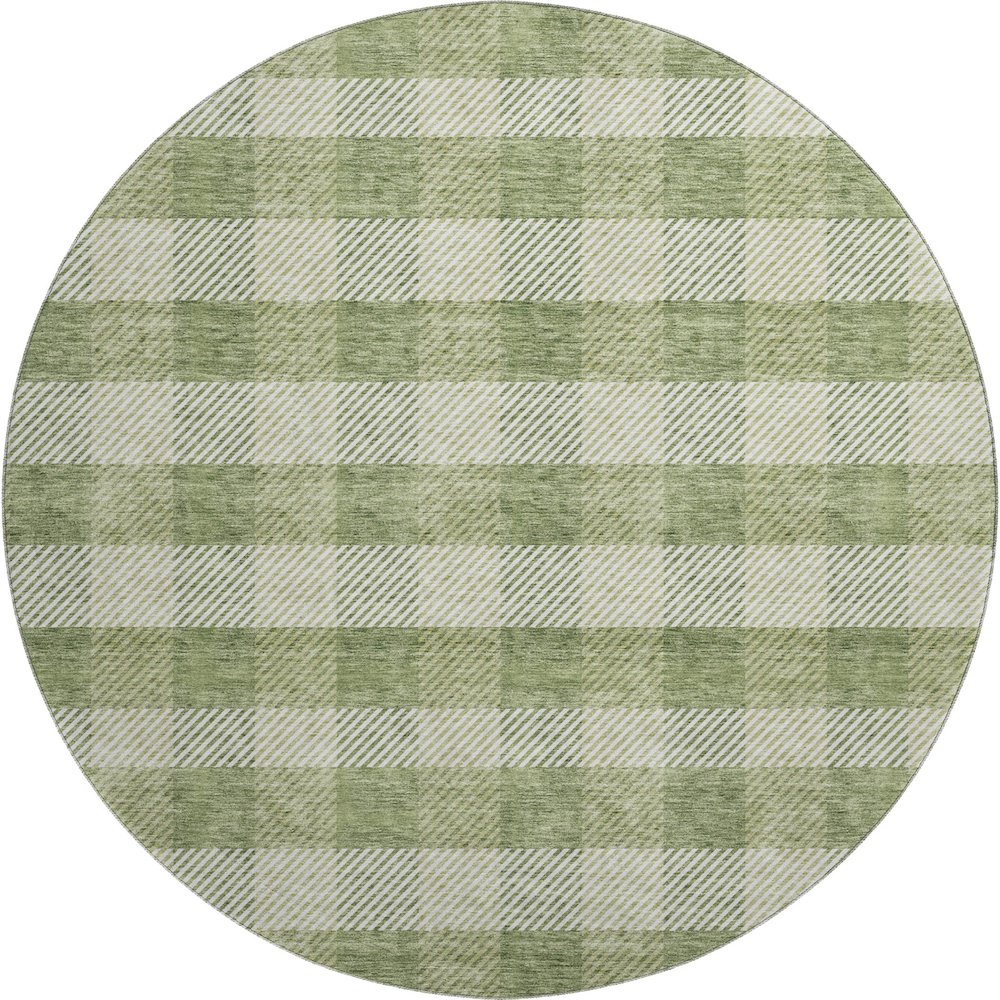 Premium Machine Washable Mayfield AMF924 Green 8' x 8' Round Rug. Picture 1