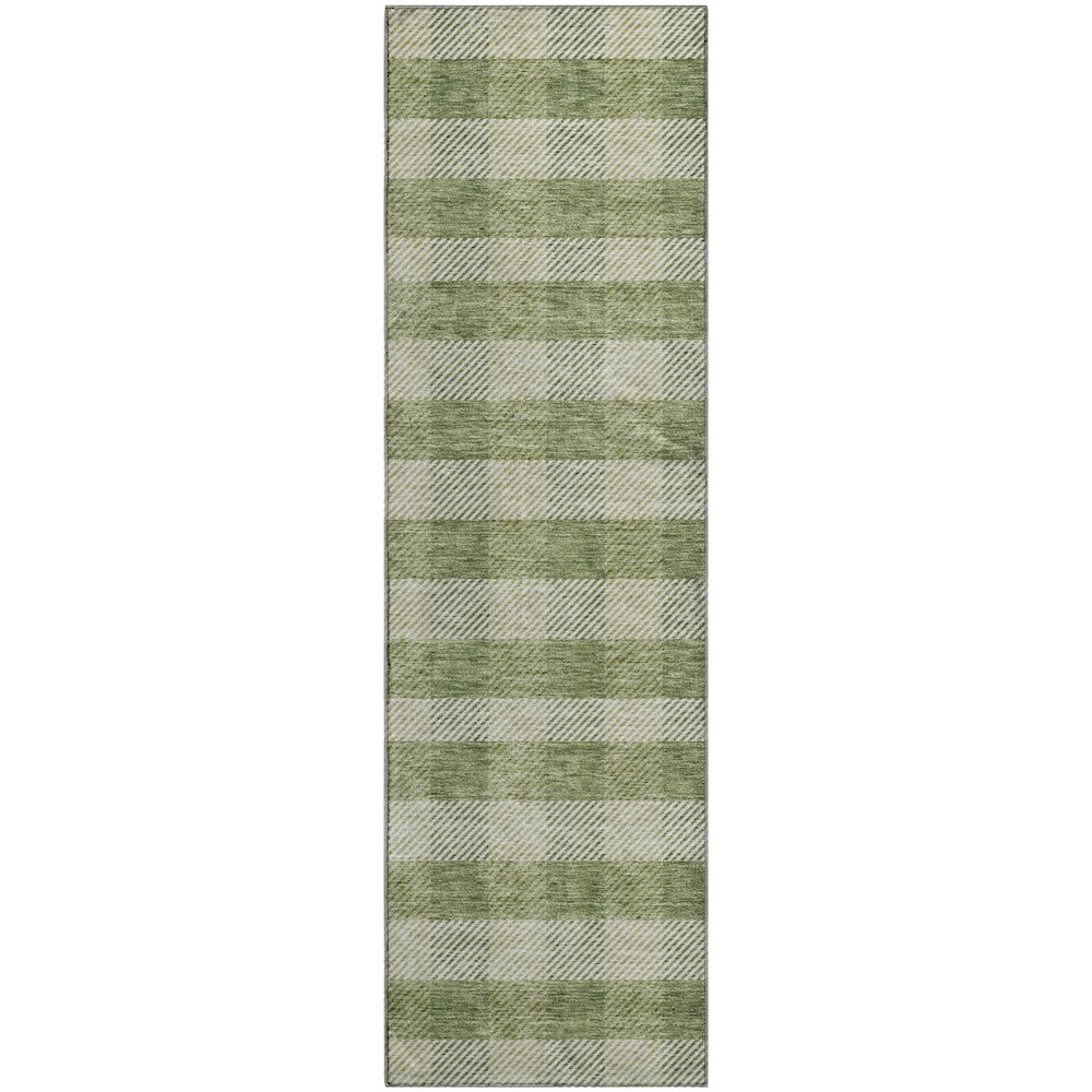 Premium Machine Washable Mayfield AMF924 Green 2'3" x 7'6" Runner Rug. Picture 1