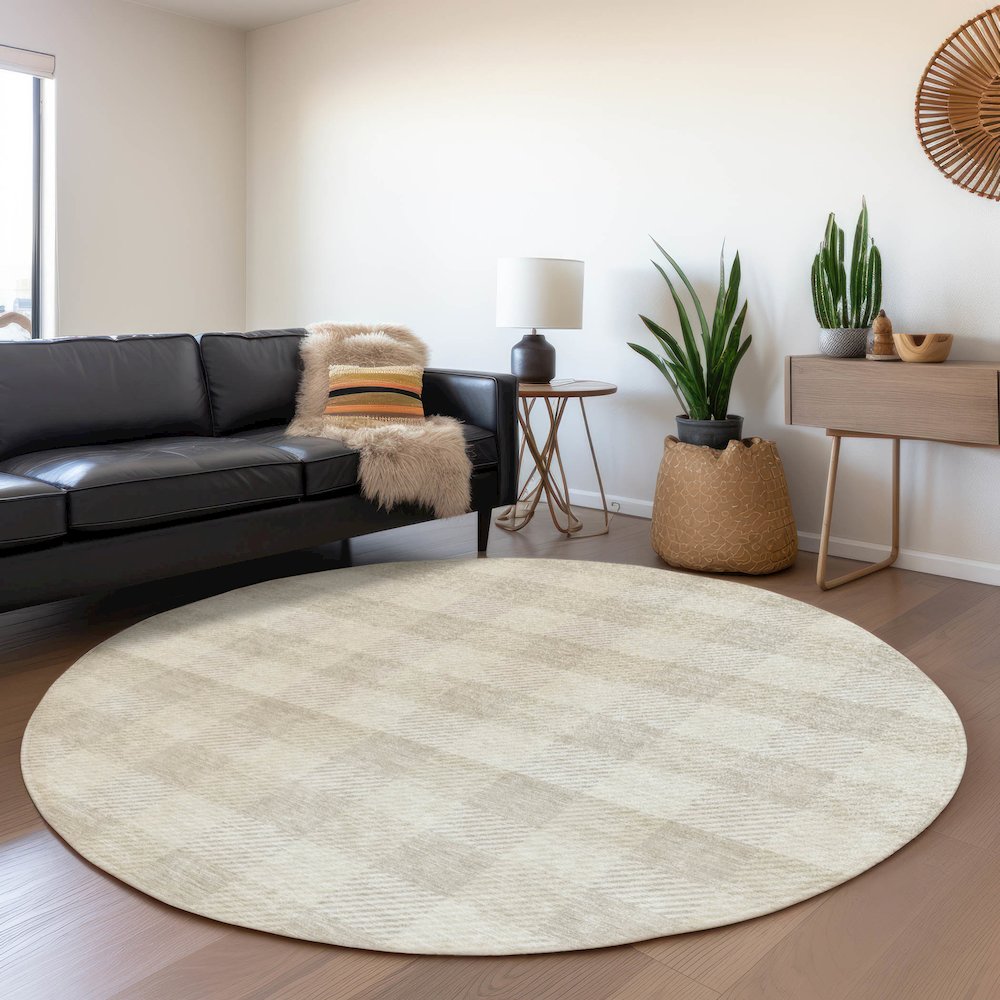 Premium Machine Washable Mayfield AMF924 Ivory 8' x 8' Round Rug. Picture 5