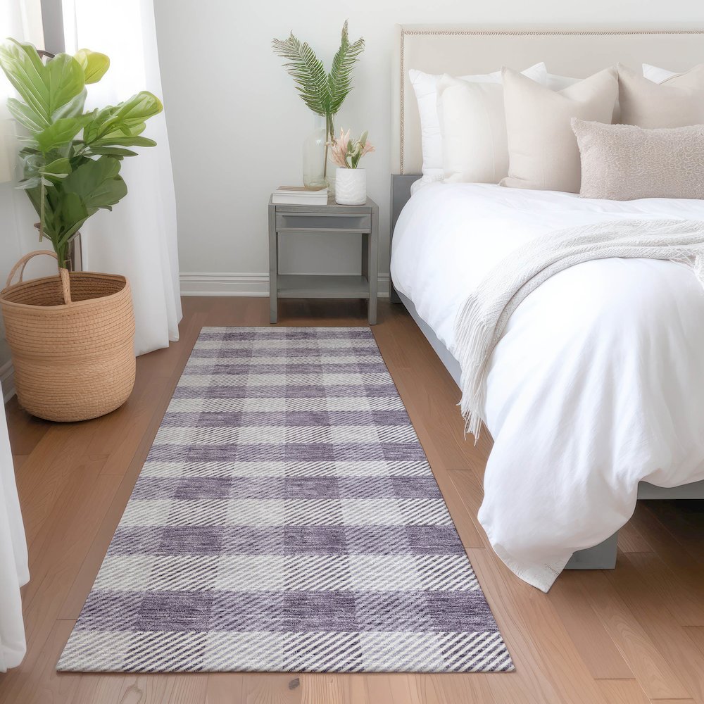 Premium Machine Washable Mayfield AMF924 Lavender 2'3" x 7'6" Runner Rug. Picture 5