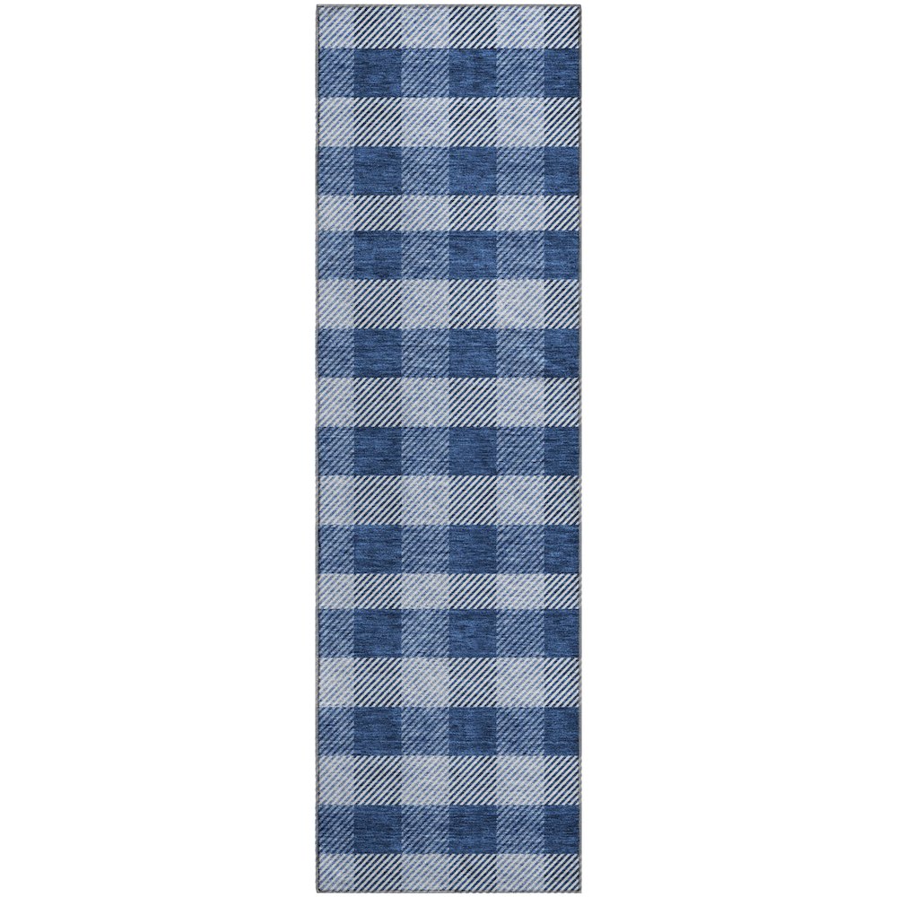Premium Machine Washable Mayfield AMF924 Navy 2'3" x 7'6" Runner Rug. Picture 1