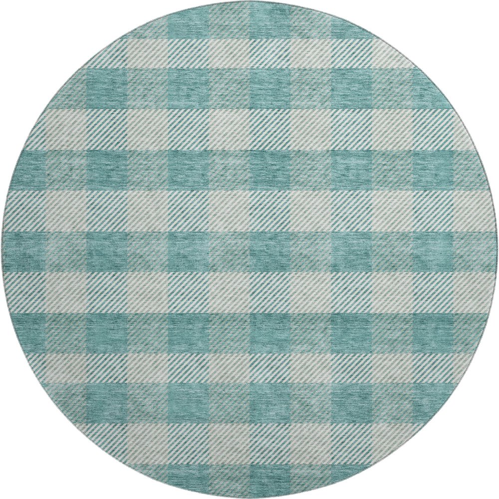 Premium Machine Washable Mayfield AMF924 Teal 8' x 8' Round Rug. Picture 1
