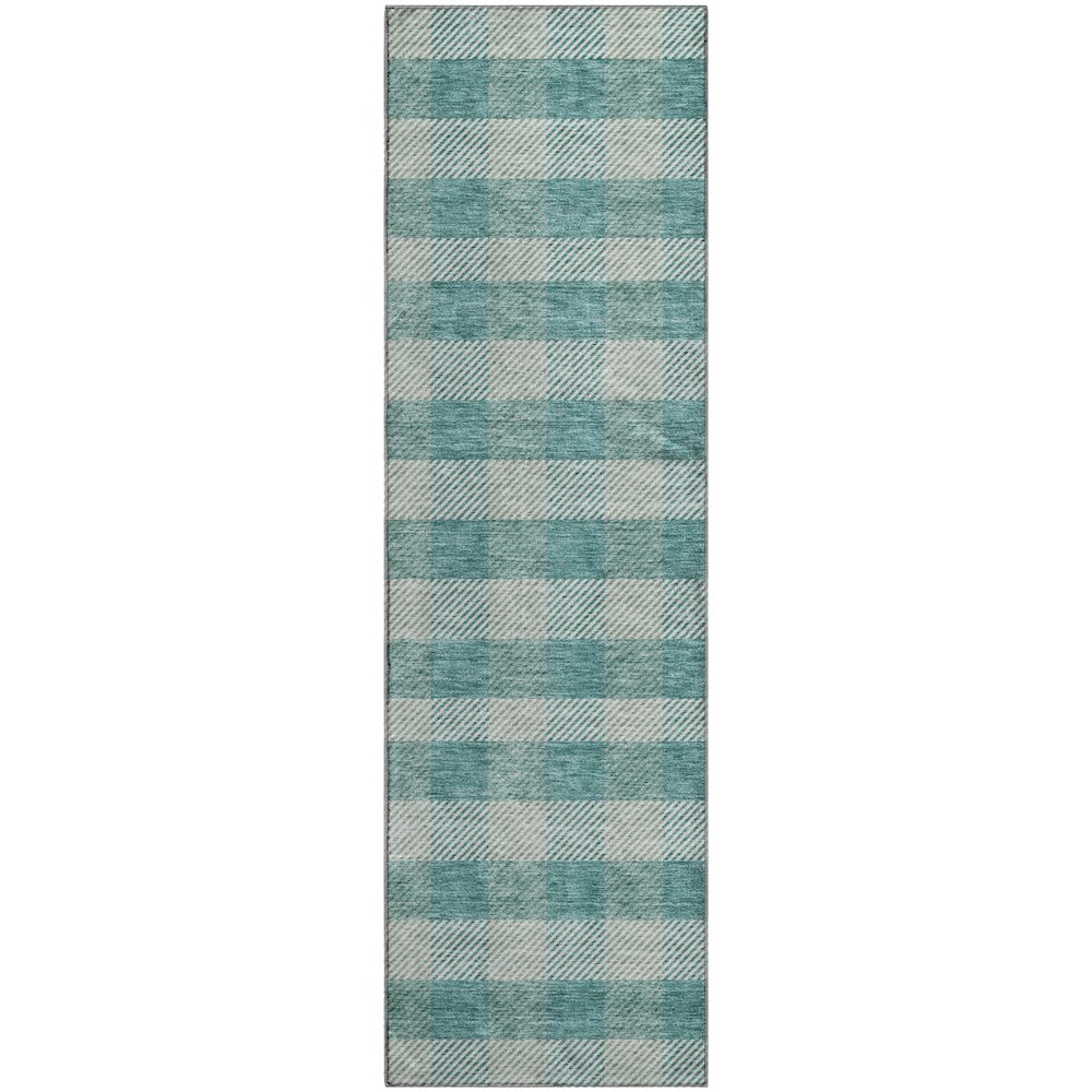 Premium Machine Washable Mayfield AMF924 Teal 2'3" x 7'6" Runner Rug. Picture 1
