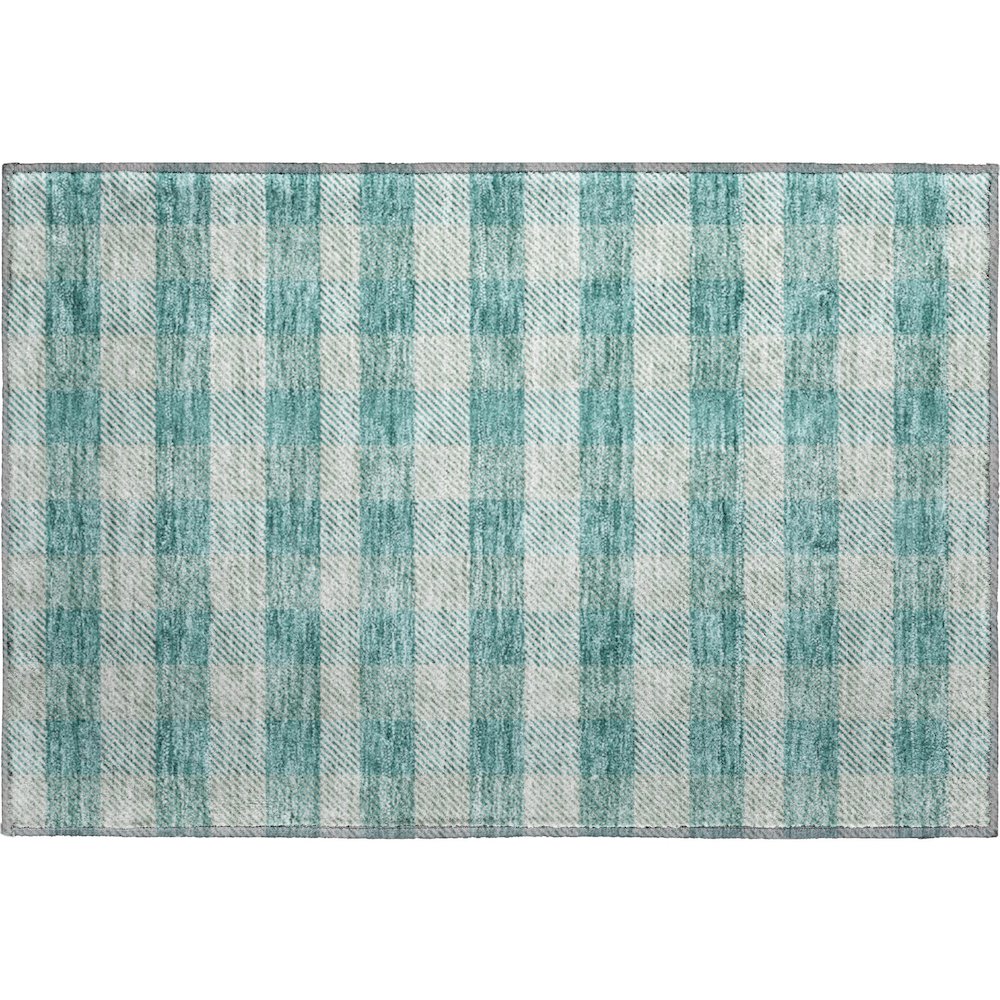Premium Machine Washable Mayfield AMF924 Teal 1'8" x 2'6" Rug. Picture 1