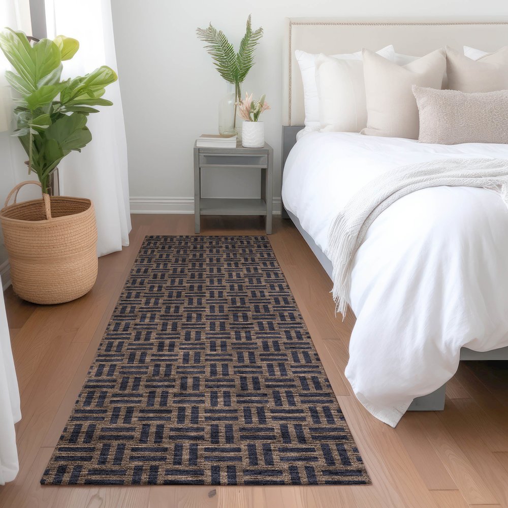 Premium Machine Washable Mayfield AMF925 Chocolate 2'3" x 7'6" Runner Rug. Picture 5