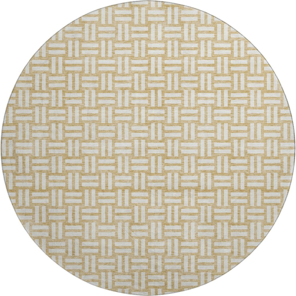 Premium Machine Washable Mayfield AMF925 Gold 8' x 8' Round Rug. Picture 1