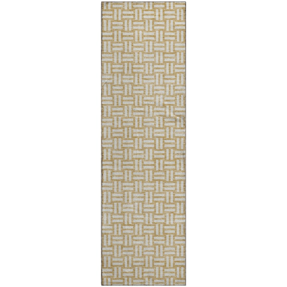 Premium Machine Washable Mayfield AMF925 Gold 2'3" x 7'6" Runner Rug. Picture 1